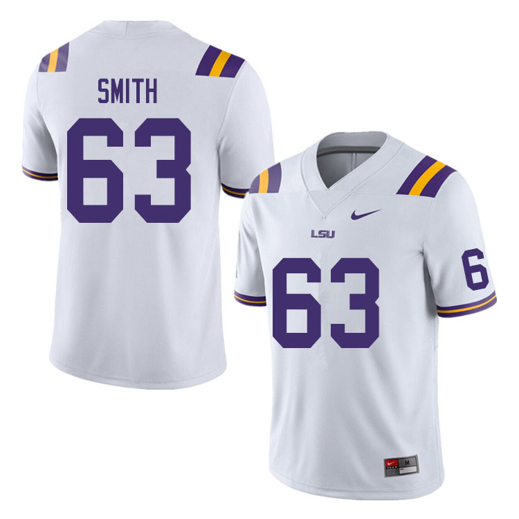 Men #63 Michael Smith LSU Tigers College Football Jerseys Sale-White - Click Image to Close